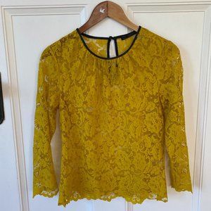 Zara long sleeve sexy yellow lace top